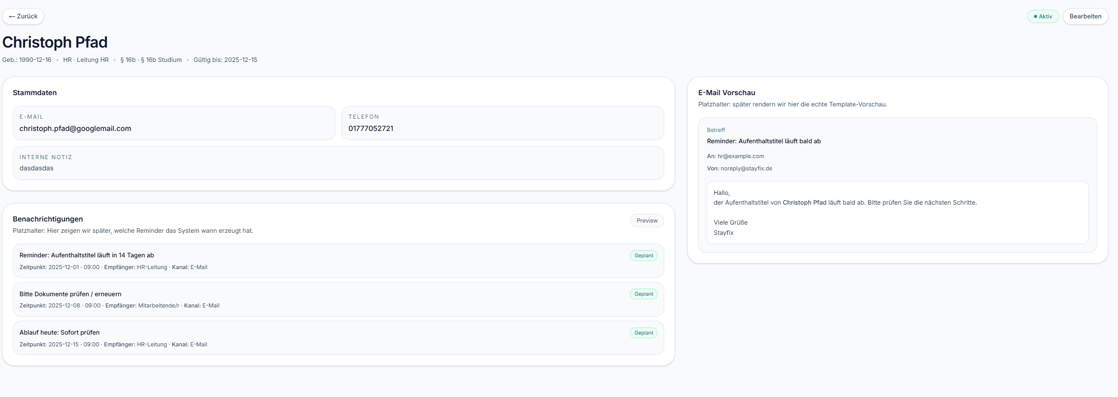 Mitarbeitenden-Detailansicht